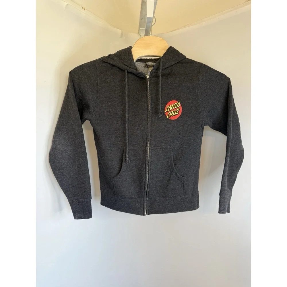 Santa Cruz Skateboards Dark Gray‎ Hoodie Full Zip Big Dot Size Youth XLarge EUC